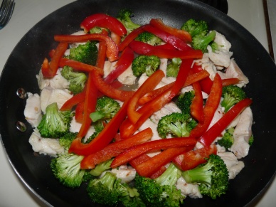 Add the red bell peppers
