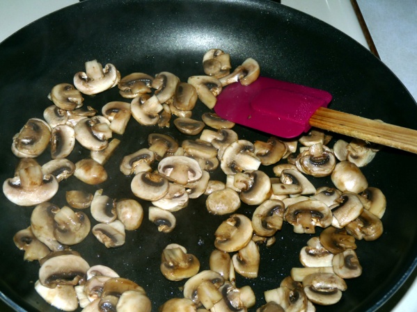 Saute mushrooms until softened