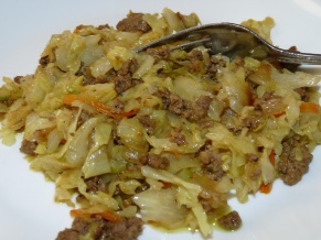 Curried Coleslaw and Ground Beef Stir-fry