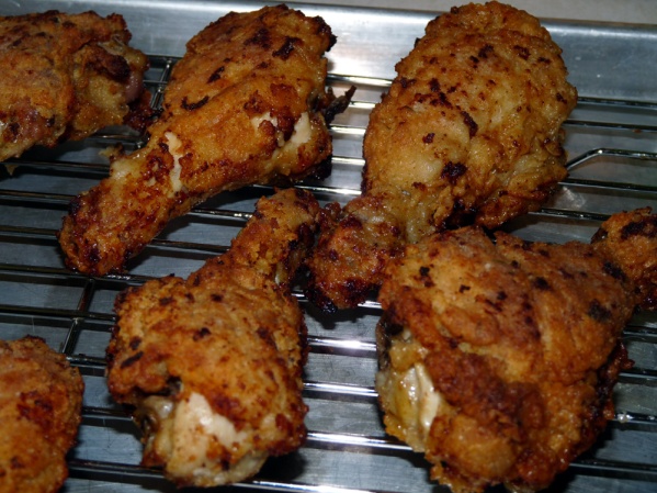 Place browned chicken pieces on a rack placed on a baking sheet. Place in oven to finish baking for 20-30 minutes